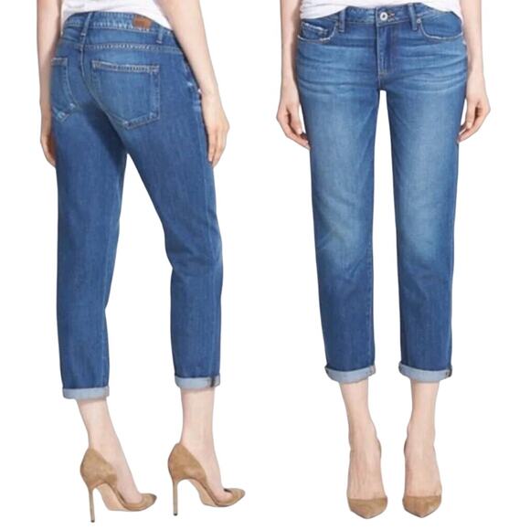 Paige Women's Jimmy Jimmy Crop Boyfriend Jeans High Rise In Quincy Wash Size 32 - Picture 1 of 16